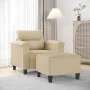 Sessel mit Hocker aus cremefarbener Mikrofaser, 60 cm. von , Sofas - Ref: Foro24-3201229, Preis: 235,79 €, Rabatt: %