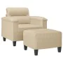 Sessel mit Hocker aus cremefarbener Mikrofaser, 60 cm. von , Sofas - Ref: Foro24-3201229, Preis: 235,79 €, Rabatt: %