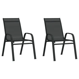 Sillas de jardín apilables 2 unidades textilene negro de , Sillas de jardín - Ref: Foro24-318777, Precio: 87,07 €, Descuento: %