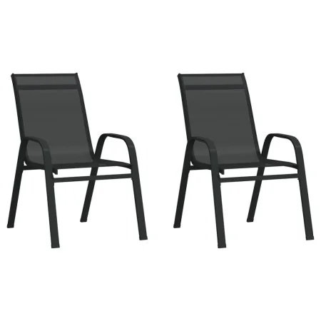 Sillas de jardín apilables 2 unidades textilene negro de , Sillas de jardín - Ref: Foro24-318777, Precio: 87,07 €, Descuento: %
