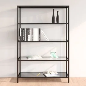 Estantería transparente vidrio templado y negro 100x36x168 cm de , Librerías y estanterías - Ref: Foro24-331638, Precio: 142,...