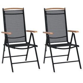 Sillas de jardín plegables 2 uds aluminio y textilene negro de , Sillas de jardín - Ref: Foro24-41732, Precio: 156,27 €, Desc...