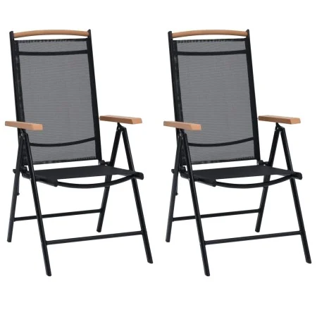 Sillas de jardín plegables 2 uds aluminio y textilene negro de , Sillas de jardín - Ref: Foro24-41732, Precio: 156,27 €, Desc...