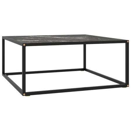 Mesa de centro negra con vidrio de mármol negro 80x80x35 cm de , Mesas de centro - Ref: Foro24-322878, Precio: 80,54 €, Descu...