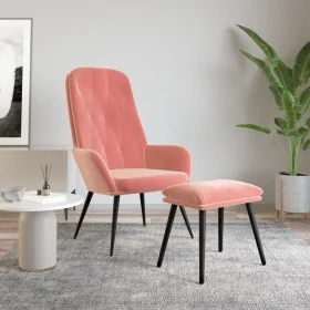 Sillón de relax con taburete terciopelo rosa de , Sillones - Ref: Foro24-3097623, Precio: 137,26 €, Descuento: %
