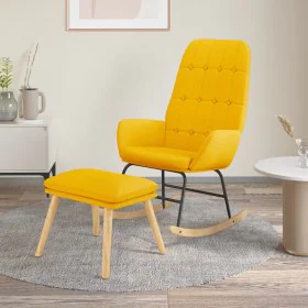 Sillón mecedora con taburete tela amarillo mostaza de , Mecedoras - Ref: Foro24-3097711, Precio: 146,56 €, Descuento: %