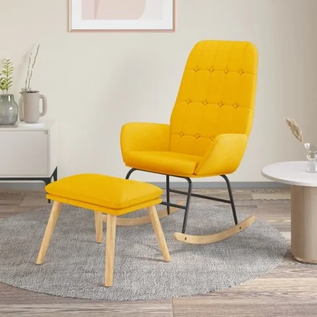 Sillón mecedora con taburete tela amarillo mostaza de , Mecedoras - Ref: Foro24-3097711, Precio: 146,56 €, Descuento: %