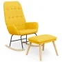 Sillón mecedora con taburete tela amarillo mostaza de , Mecedoras - Ref: Foro24-3097711, Precio: 146,56 €, Descuento: %