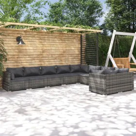 Gartenmöbel-Set 9-teilig mit grauen Polstern aus synthetischem Rattan von , Gartensets - Ref: Foro24-3102765, Preis: 1,00 €, ...
