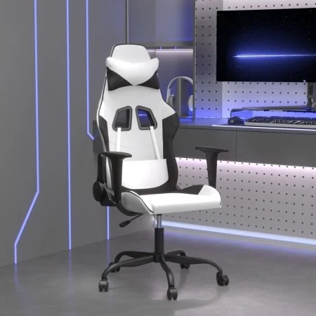 Gaming chair in white and black synthetic leather by , Gaming chairs - Ref: Foro24-3143651, Price: 118,01 €, Discount: %