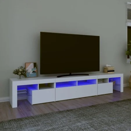 Mueble de TV con luces LED blanco 230x36,5x40 cm de , Muebles TV - Ref: Foro24-3152786, Precio: 184,31 €, Descuento: %