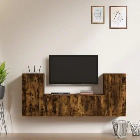 Set de muebles de TV 4 pzas madera contrachapada roble ahumado de , Muebles TV - Ref: Foro24-3188555, Precio: 168,87 €, Descu...