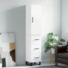 Aparador alto madera contrachapada blanco 34,5x34x180 cm de , Aparadores - Ref: Foro24-3198873, Precio: 121,83 €, Descuento: %