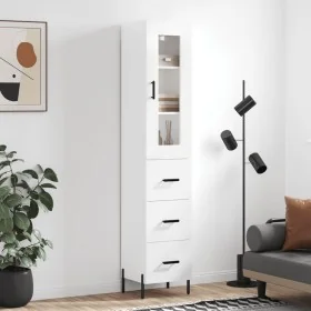 Aparador alto madera contrachapada blanco brillo 34,5x34x180 cm de , Aparadores - Ref: Foro24-3199243, Precio: 134,77 €, Desc...