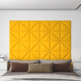 Wall panels 12 units yellow velvet 30x30 cm 0.54 m² by , Wall covering - Ref: Foro24-343953, Price: 25,48 €, Discount: %