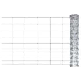 Galvanized silver steel garden fence 50x1 m by , fence panels - Ref: Foro24-149498, Price: 86,37 €, Discount: %