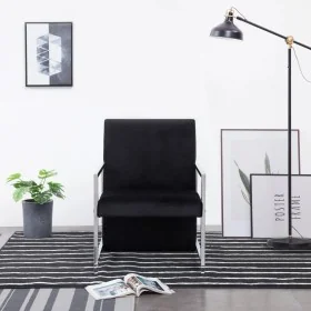 Armchair with chrome legs and black velvet by , Armchairs - Ref: Foro24-282157, Price: 90,94 €, Discount: %