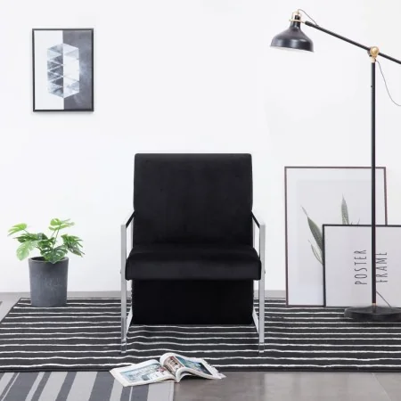Armchair with chrome legs and black velvet by , Armchairs - Ref: Foro24-282157, Price: 90,94 €, Discount: %