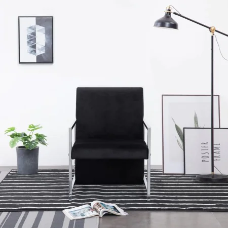 Sillón con patas cromadas de terciopelo negro de , Sillones - Ref: Foro24-282157, Precio: 90,94 €, Descuento: %