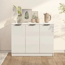Aparador de madera contrachapada blanco brillante 90,5x30x70 cm de , Aparadores - Ref: Foro24-811193, Precio: 131,65 €, Descu...