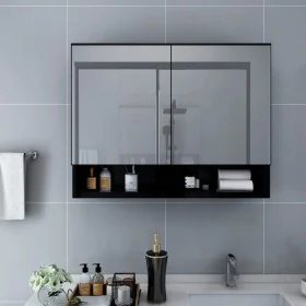 Armario de baño con espejo negro 80x15x60 cm de vidaXL, Tocadores de baño - Ref: Foro24-323605, Precio: 113,66 €, Descuento: %