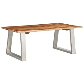 Mesa de centro madera de acacia y acero inoxidable 100x60x40cm de , Mesas de centro - Ref: Foro24-283896, Precio: 134,94 €, D...