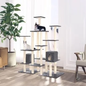 Rascador para gatos con postes de sisal gris oscuro 145 cm de , Mobiliario para gatos - Ref: Foro24-171532, Precio: 94,05 €, ...