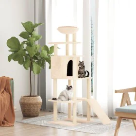 Rascador para gatos con postes de sisal crema 166 cm de , Mobiliario para gatos - Ref: Foro24-171681, Precio: 94,66 €, Descue...
