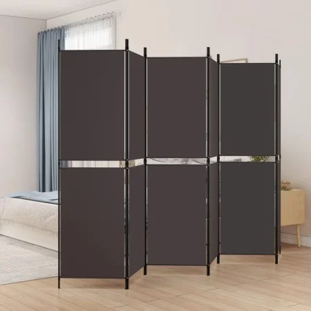 Biombo divisor de 6 paneles de tela marrón 300x180 cm de , Divisores de ambientes - Ref: Foro24-350223, Precio: 63,33 €, Desc...