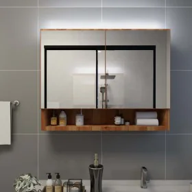Bathroom furniture with LED mirror MDF oak 80x15x60 cm by vidaXL, bathroom vanities - Ref: Foro24-323606, Price: 165,06 €, Di...