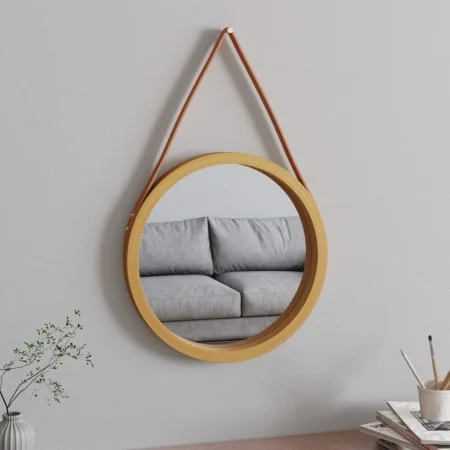 Espejo de pared con correa dorado Ø45 cm de , Espejos - Ref: Foro24-351537, Precio: 31,47 €, Descuento: %