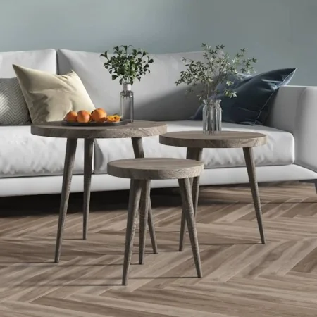 Set of 3 auxiliary tables made of gray MDF and iron by , Side tables - Ref: Foro24-286095, Price: 69,21 €, Discount: %