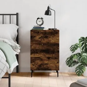 Engineered wood smoked oak bedside table 40x40x66 cm by , Nightstands - Ref: Foro24-827681, Price: 62,96 €, Discount: %