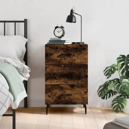 Engineered wood smoked oak bedside table 40x40x66 cm by , Nightstands - Ref: Foro24-827681, Price: 62,96 €, Discount: %