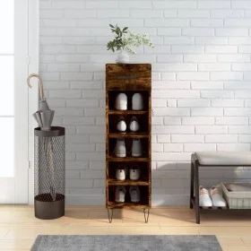 Zapatero madera de ingeniería roble ahumado 30x35x105 cm de , Armarios y almacenamiento - Ref: Foro24-829673, Precio: 44,03 €...