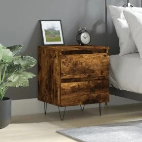 Mesita de noche madera de ingeniería roble ahumado 40x35x50 cm de , Mesitas de noche - Ref: Foro24-826886, Precio: 43,03 €, D...