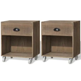Brown bedside table, 2 units, solid wood by , Nightstands - Ref: Foro24-243162, Price: 109,72 €, Discount: %