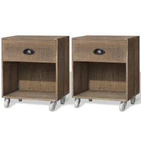 Mesita de noche marrón 2 unidades madera maciza de , Mesitas de noche - Ref: Foro24-243162, Precio: 109,72 €, Descuento: %