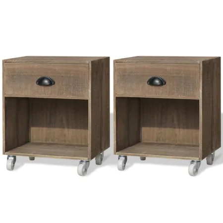 Brown bedside table, 2 units, solid wood by , Nightstands - Ref: Foro24-243162, Price: 109,72 €, Discount: %