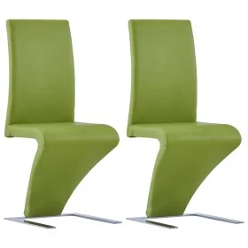 Sillas de comedor forma de zigzag 2 uds cuero sintético verde de , Sillas de comedor - Ref: Foro24-281898, Precio: 223,72 €, ...