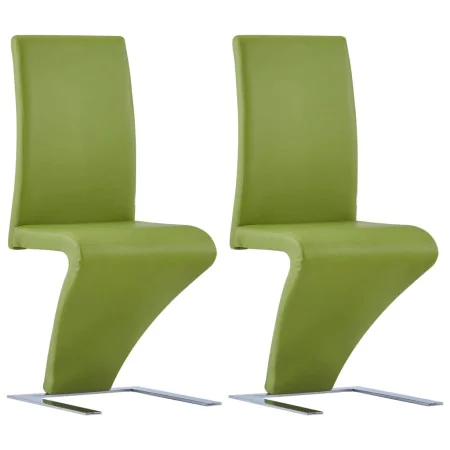Sillas de comedor forma de zigzag 2 uds cuero sintético verde de , Sillas de comedor - Ref: Foro24-281898, Precio: 223,72 €, ...