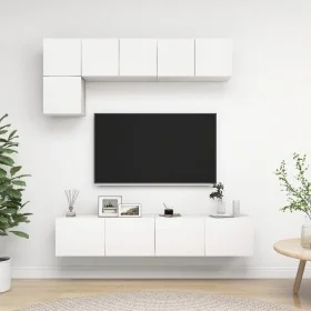 Set de muebles de salón TV 5 piezas madera de ingeniería blanco de , Muebles TV - Ref: Foro24-3078693, Precio: 192,56 €, Desc...