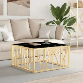 Stainless steel and gold glass coffee table 80x80x40 cm by , Coffee table - Ref: Foro24-350060, Price: 144,69 €, Discount: %