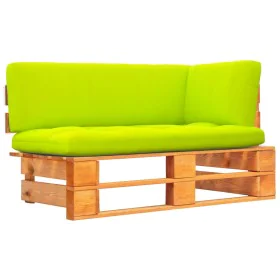 Corner sofa made of pine wood pallets, treated with brown honey stain for the garden. by , Modular outdoor sofas - Ref: Foro2...