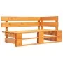 Corner sofa made of pine wood pallets, treated with brown honey stain for the garden. by , Modular outdoor sofas - Ref: Foro2...
