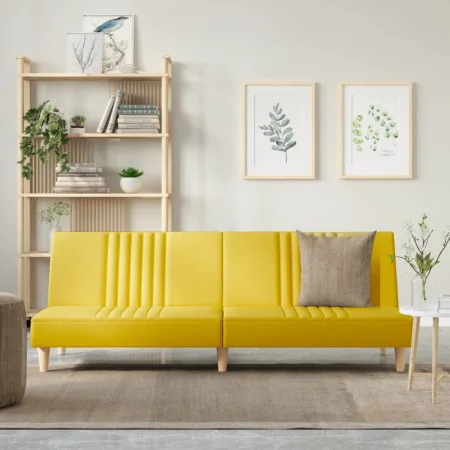 Sofá cama de tela amarillo claro de , Sofás - Ref: Foro24-351885, Precio: 225,48 €, Descuento: %