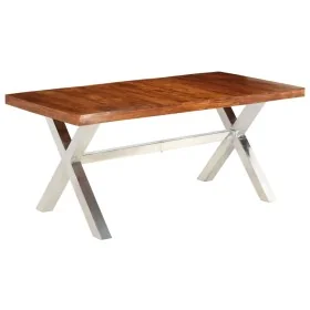 Mesa de comedor de madera maciza 180x90x76 cm de , Mesas de cocina y de comedor - Ref: Foro24-245639, Precio: 365,52 €, Descu...