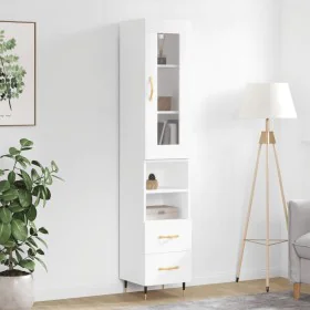 Aparador alto madera contrachapada blanco 34,5x34x180 cm de , Aparadores - Ref: Foro24-3199281, Precio: 107,28 €, Descuento: %