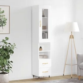 Tall white plywood highboard 34.5x34x180 cm by , Sideboards - Ref: Foro24-3199281, Price: 107,28 €, Discount: %