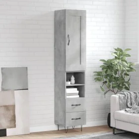 Aparador de madera contrachapada gris hormigón 34,5x34x180 cm de , Aparadores - Ref: Foro24-3200293, Precio: 105,74 €, Descue...